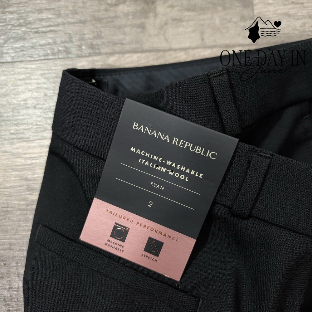 Banana Republic Ryan Italian Wool Dress Pants Black NWT Size 2 - Picture 3 of 8